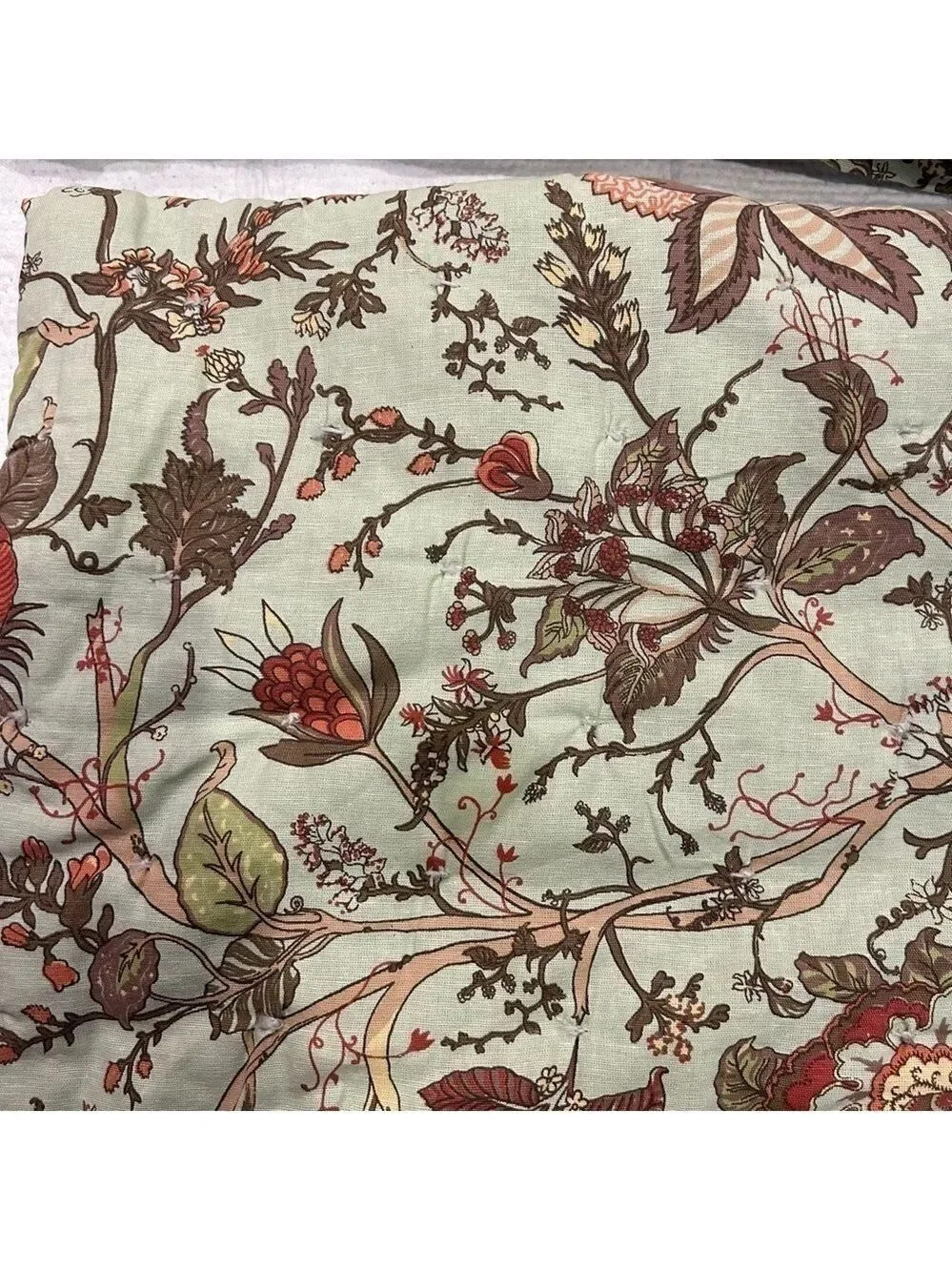 Rachel Zoe Pillow Sham Set of 2 Botanical Cotton Linen Blend Quilted Green 26x27